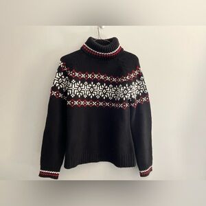 Vintage St. John’s Bay Women’s Small Black White Red Sweater Turtleneck